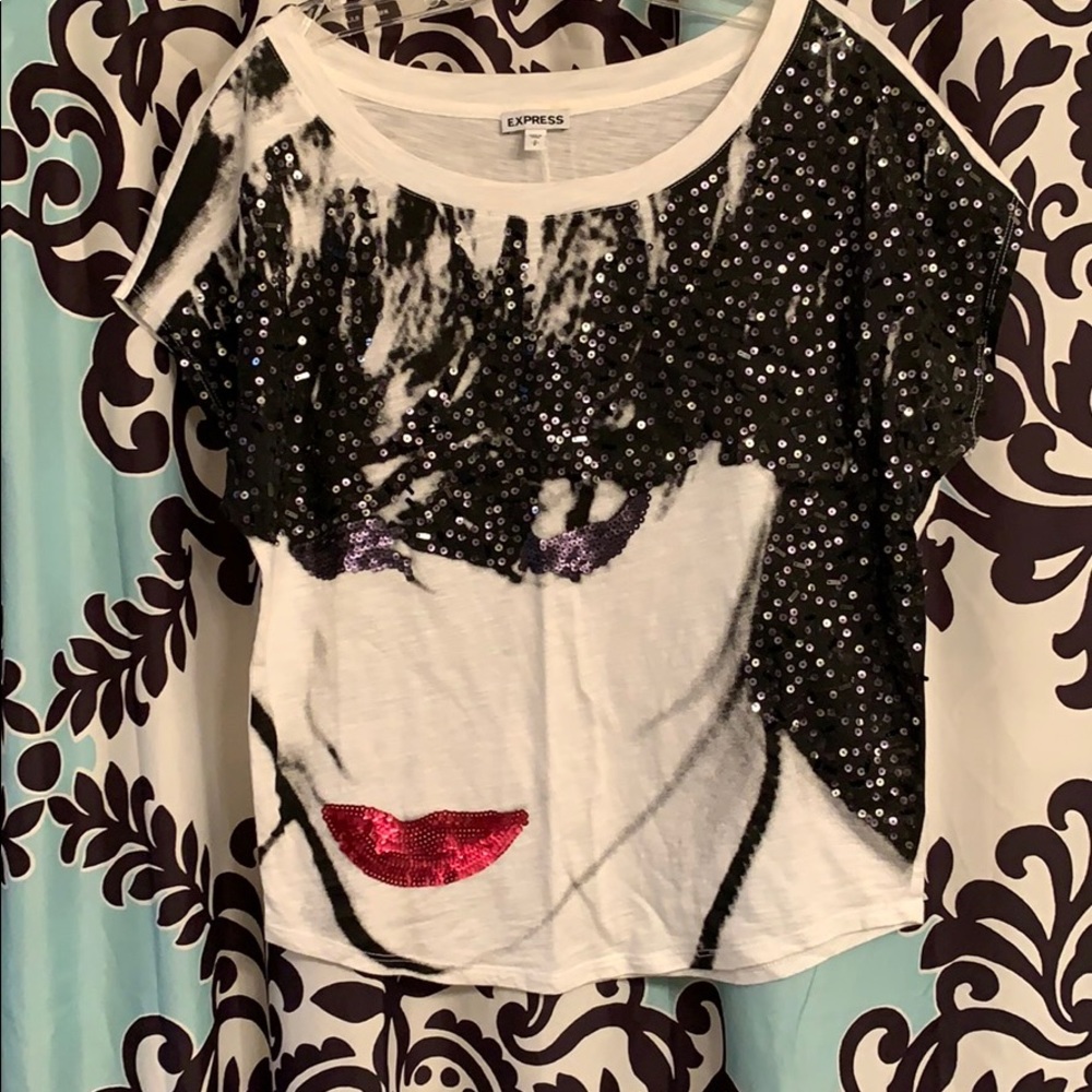 Express Sequin Faced Woman Shirt
